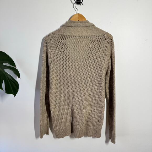 Sioni Shawl Collar Old Money Cashmere Cardigan Sweater Women Tan Grandpacore - Picture 2 of 8